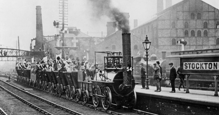 The Centenary Procession 1925. Train hauled by _Locomotion_ No 1. Credit_ British Rail